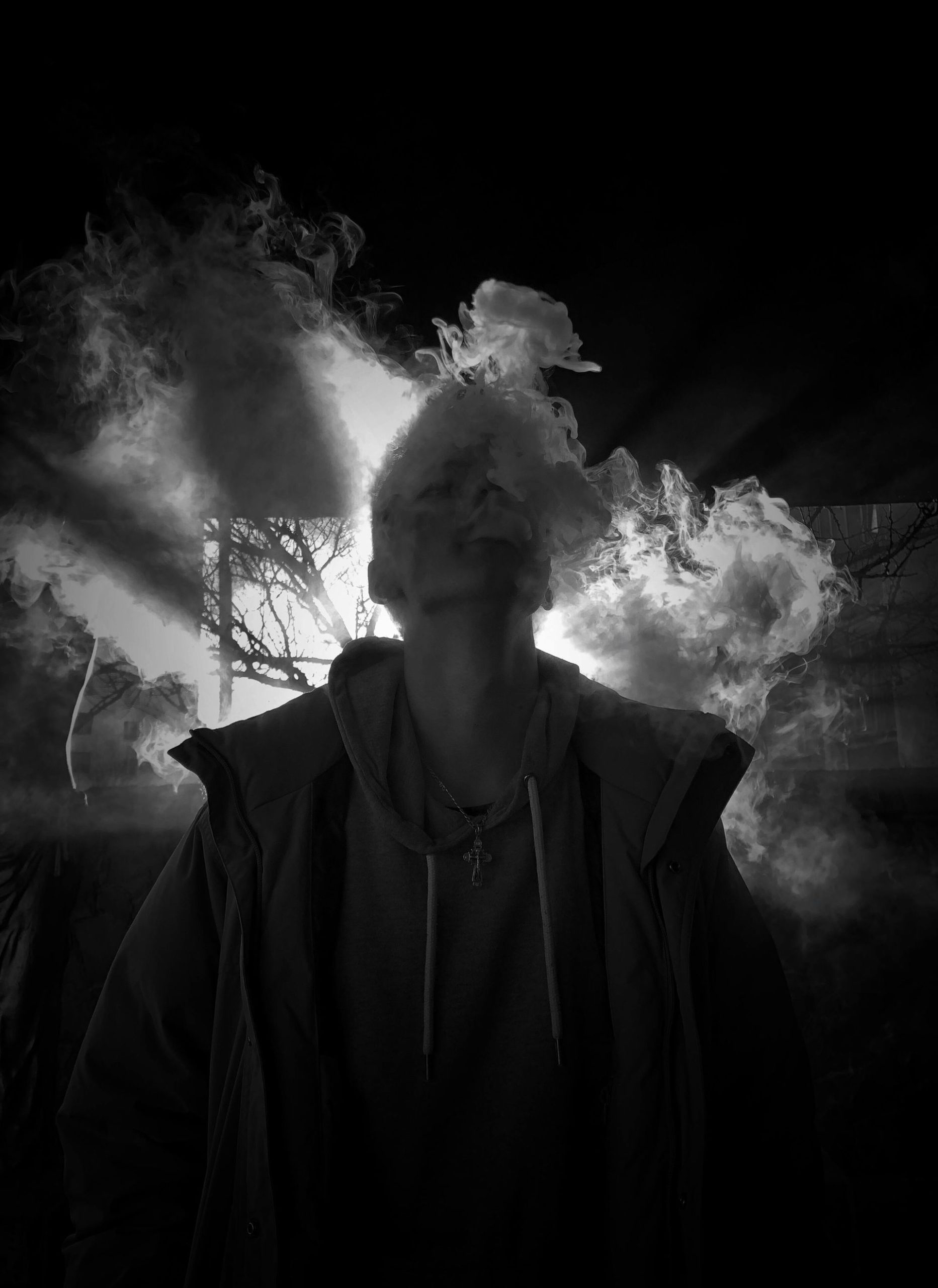black and white photo of man