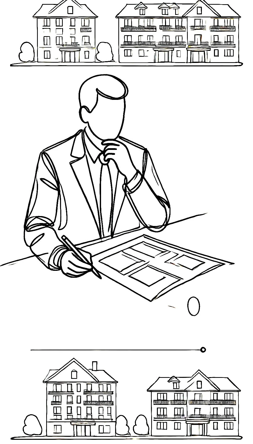person looking at building plans drawing