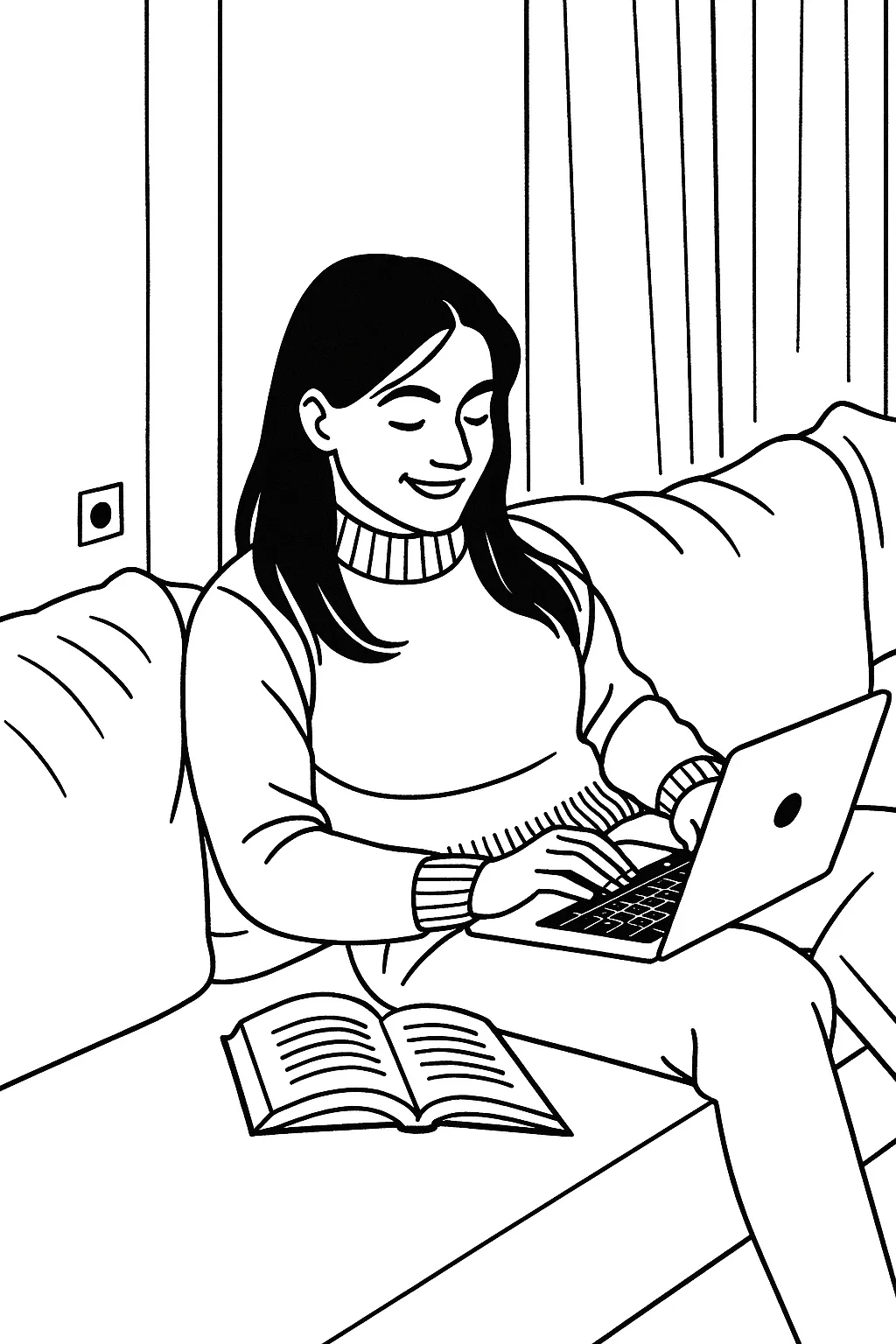 person working on laptop drawing