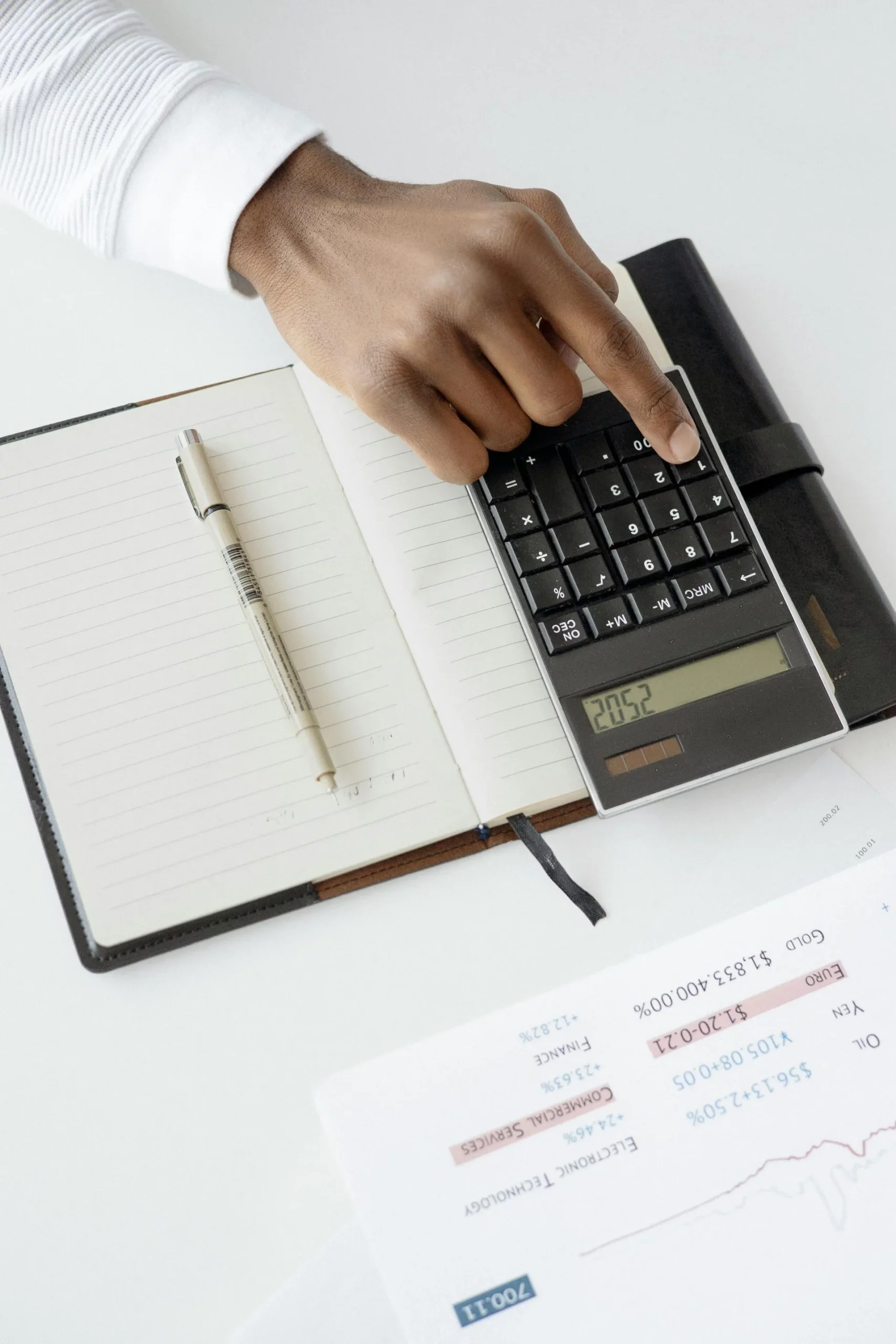calculator and notebook